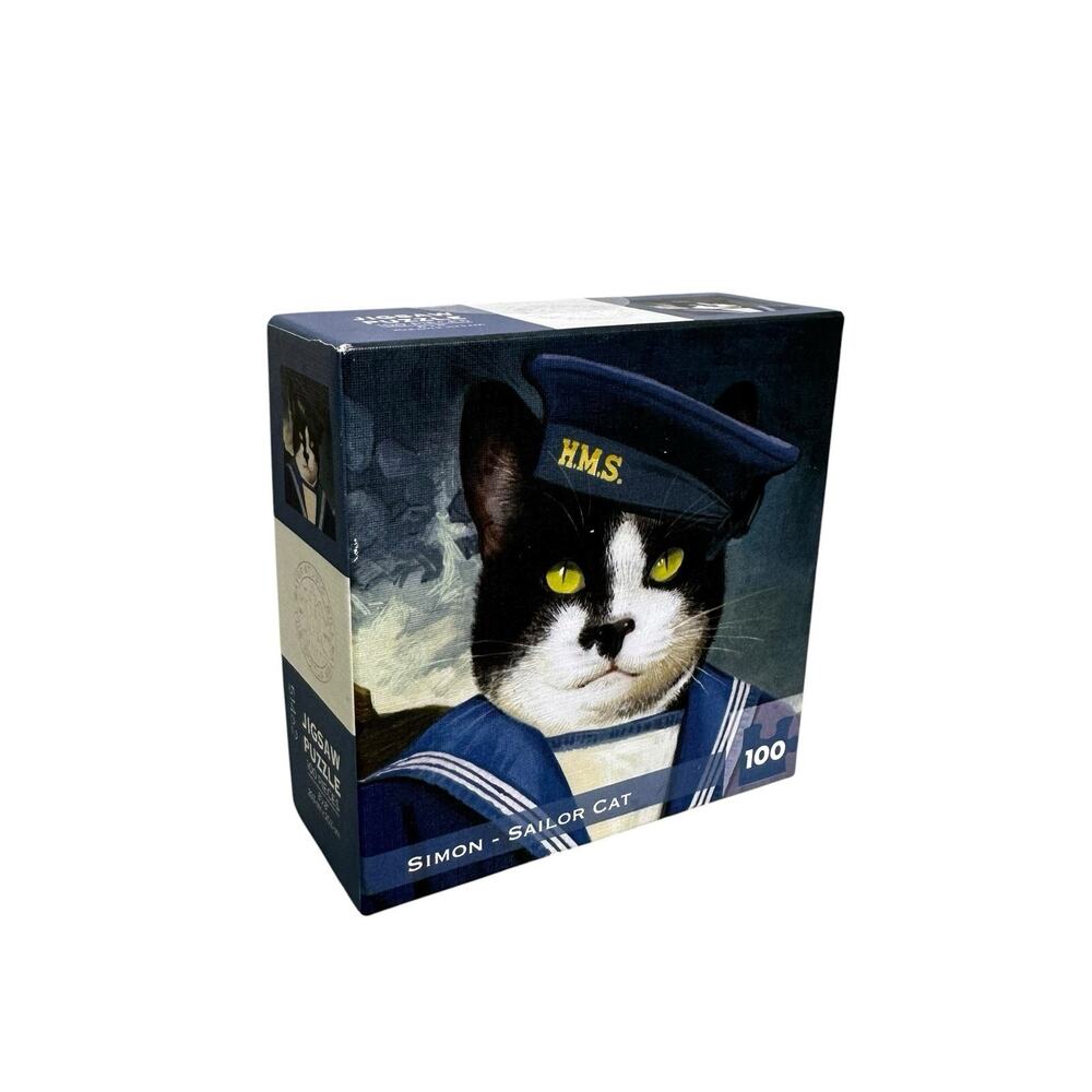 New York Puzzle Company Simon Sailor Cat 100 Piece Mini Jigsaw Puzzle NYPC 8”x8”